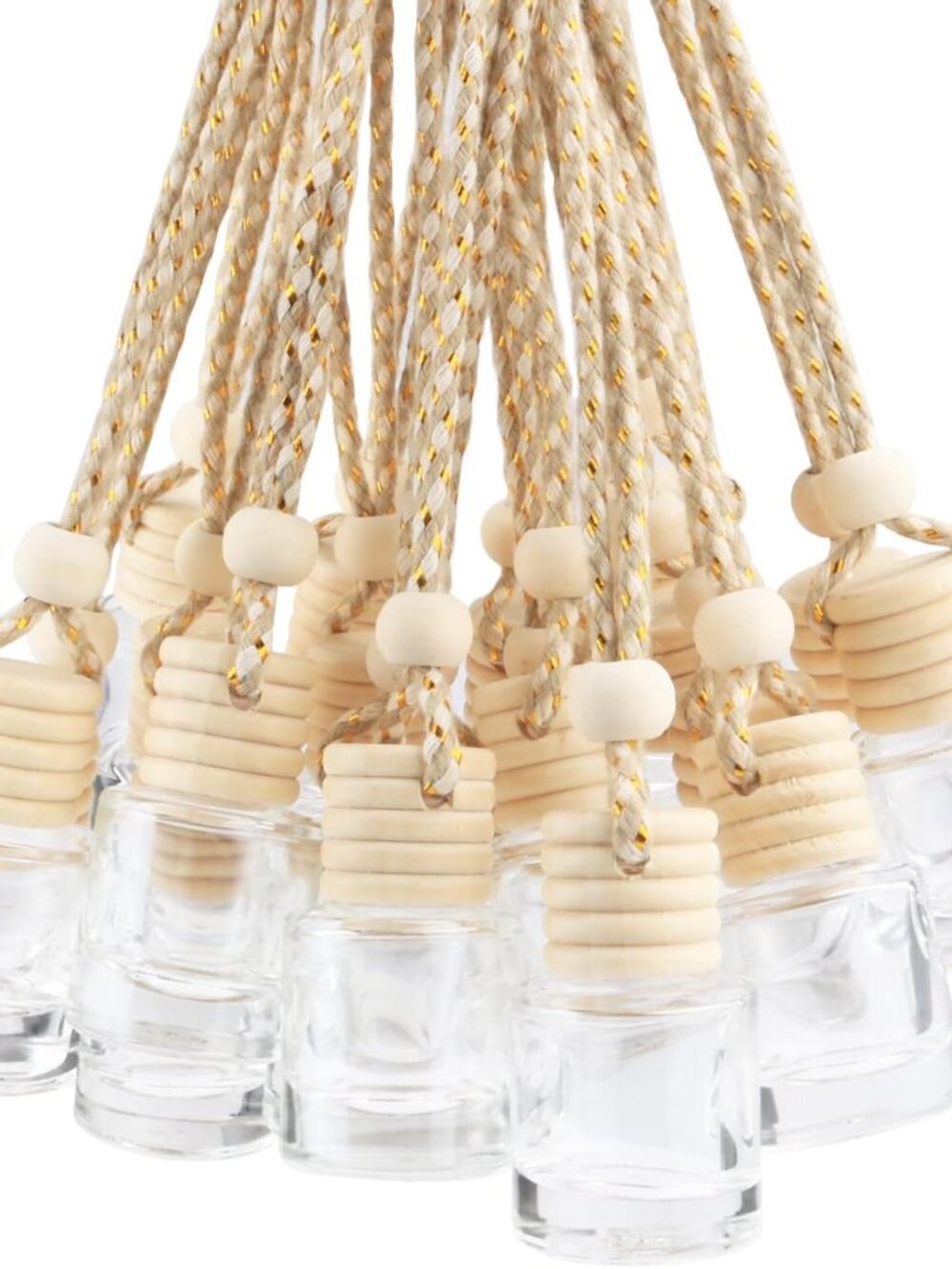20 Pcs 8ml Hanging Car Air Freshener Diffuser,Empty Clear Glass Essential Diffus